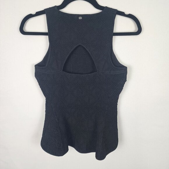 Guess Ponte Knit Peplum Open Back Blouse S - Picture 2 of 7